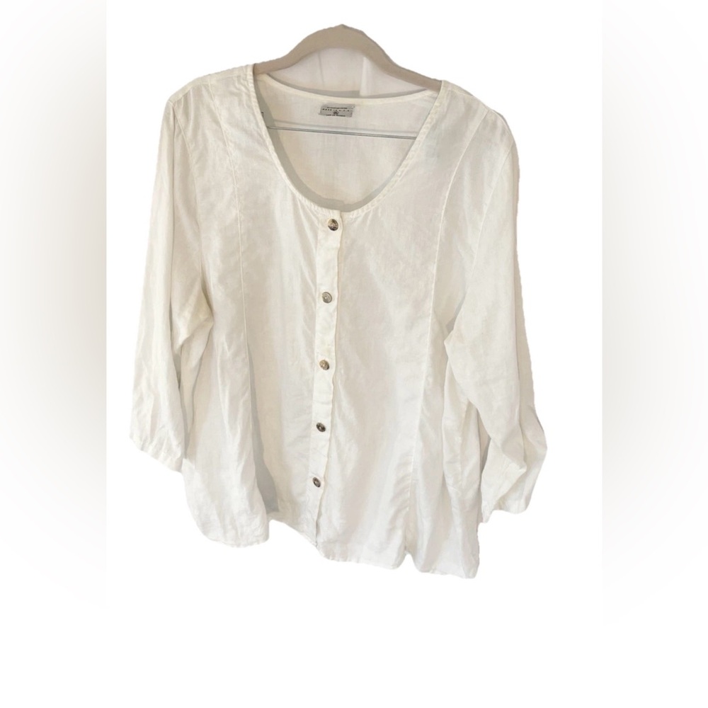 Color Me Cotton white linen Button-up Women's blouse XL